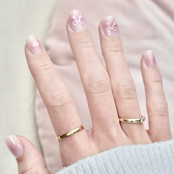 presson nails false nail glasies coffin short  pink bow heart cute
