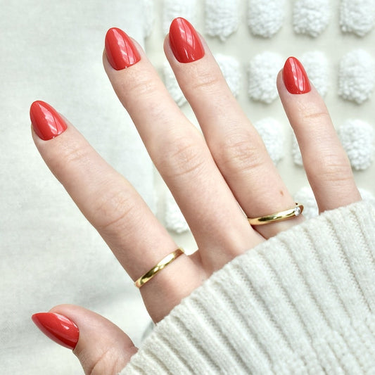 presson nails false nail glasies oval short red