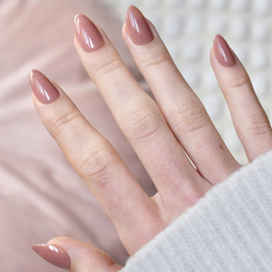 press-on nails artificial nails beauty false glasies gel coffin almond nude beige pink 