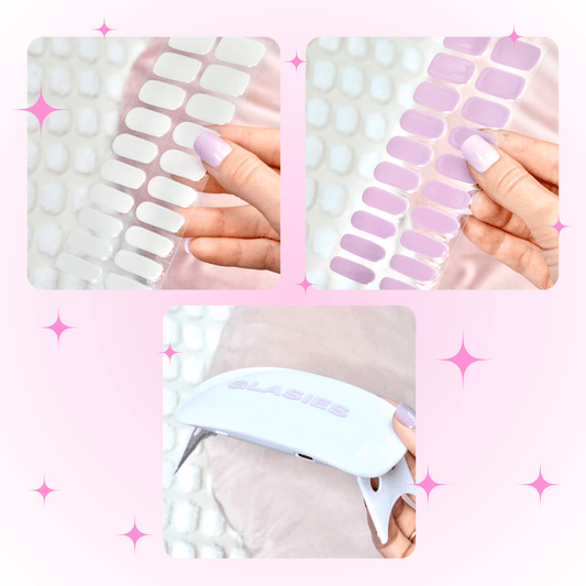 glasies nail lamp uv stickers beige white pink violet stickers cute 