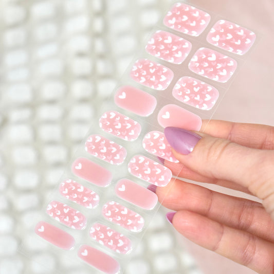 uv gel nail stickers 20 pcs pink white hearts 
