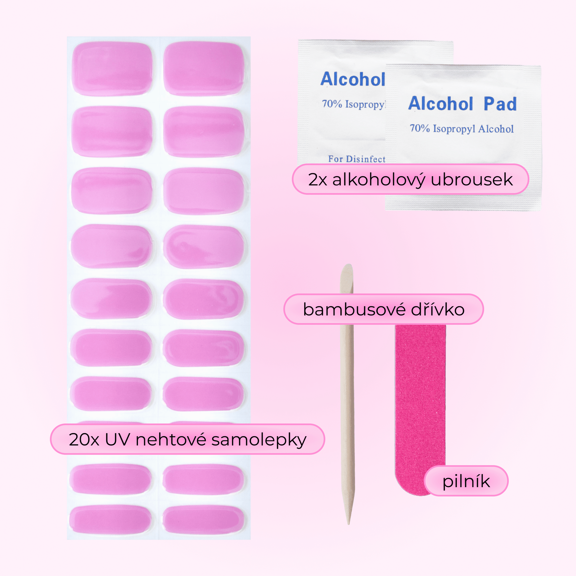 uv gel nail stickers 20 pcs pink mauve