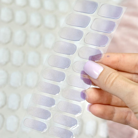 uv gel nail stickers 20 pcs blue white ombre violet glitters 