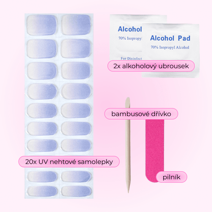 uv gel nail stickers 20 pcs blue white ombre violet glitters 