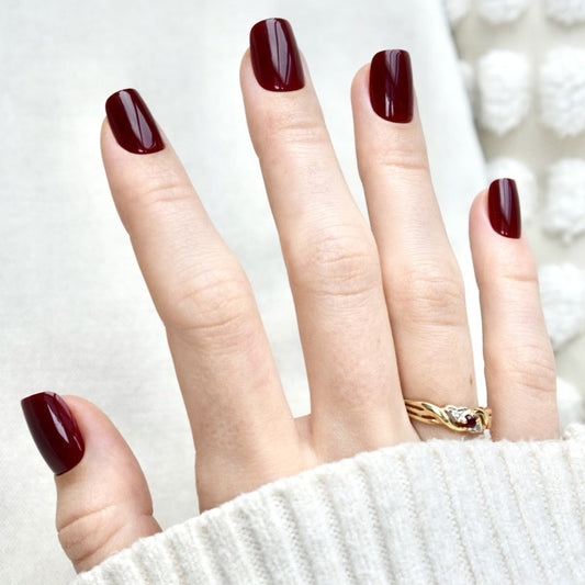 presson nails false nail glasies coffin short wine red 
