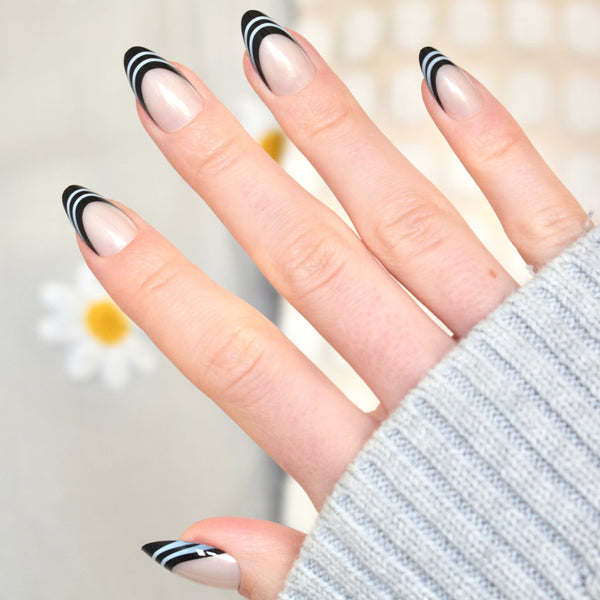 press-on nails artificial nails beauty false glasies gel almond medium beige white black